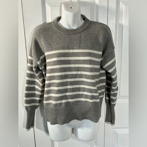 Philosophy Gray Striped Crewneck Sweater Long Tapered Sleeve Pullover
